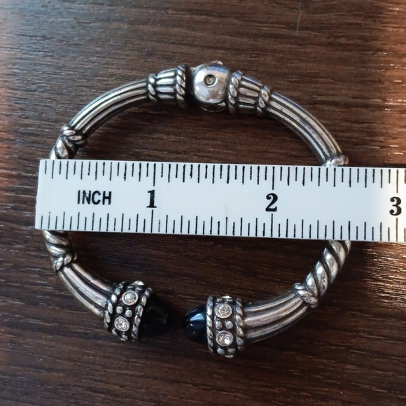 Silver Toned Deep Purple Glass Capped Rhinestone Bracelet - Picture 7 of 7